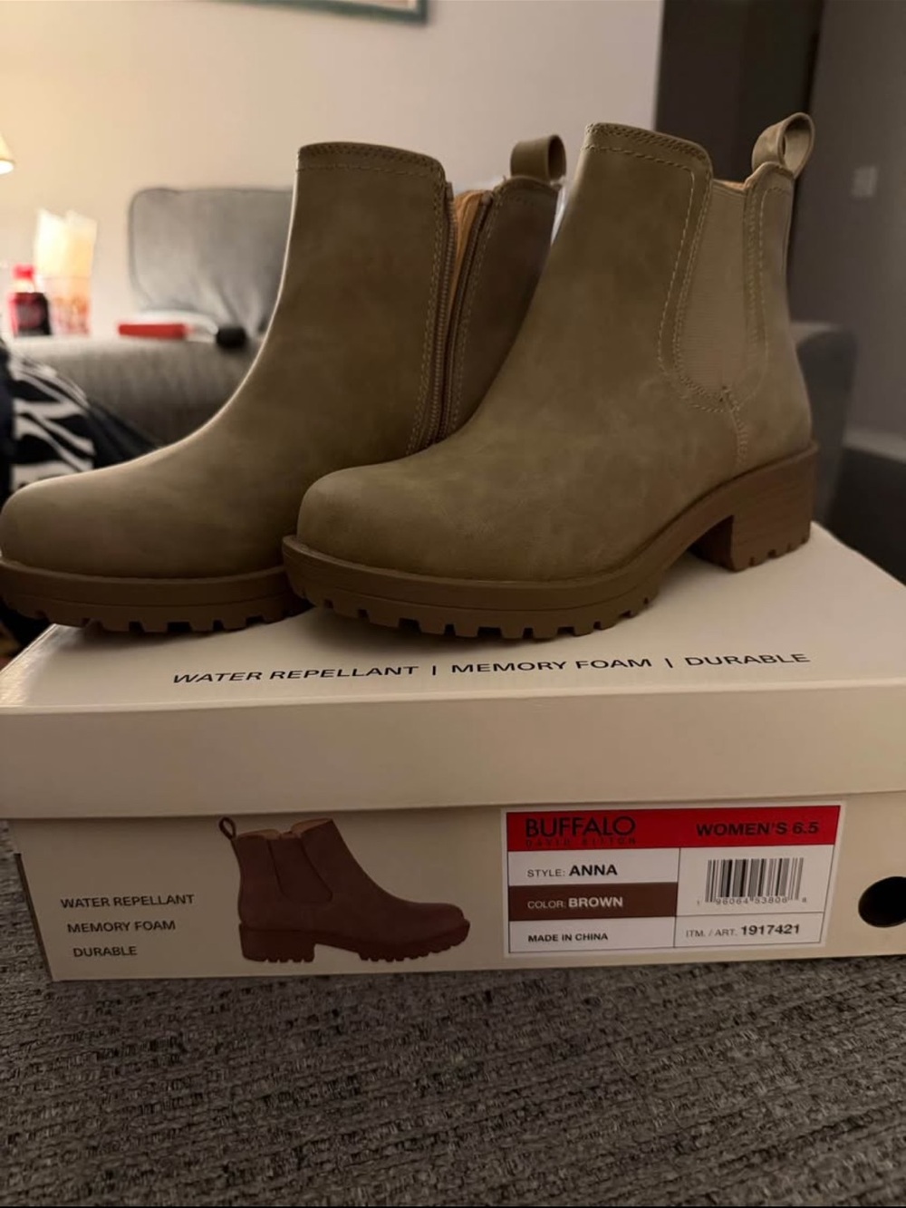 Buffalo David Bitton Taupe Brown Chelsea Ankle Boots